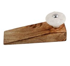 2 Pieces Cream Wheel Flower Ceramic Wooden Door Stopper